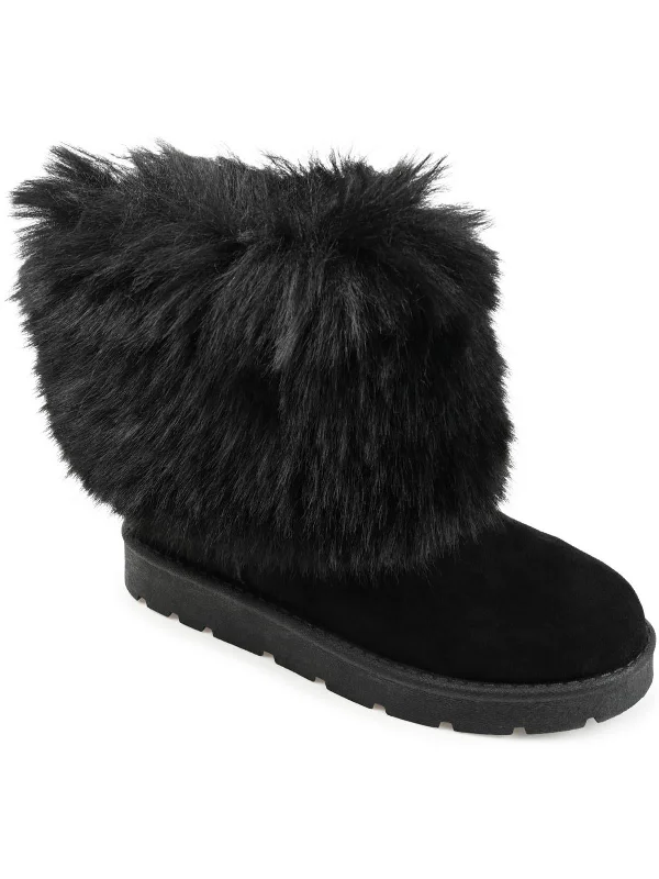 Shanay Womens Faux Fur Ankle Boots Inflatable Shoe Look 