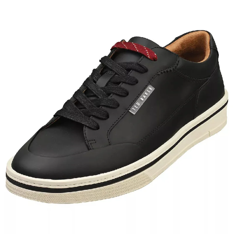 Ted Baker Men's Hampstead Leather Lace-Up Sneakers, Black Skateboarding Sneaker Style  