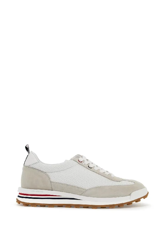 Thom Browne Mesh And Suede Leather Sneakers In 9 Checkered Shoe Pattern Look  
