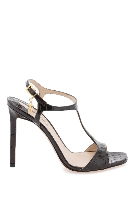 Tom Ford Women's Angelina Sandals In Croco-Embossed Glossy Leather Lightweight Tennis Sneaker Look  
