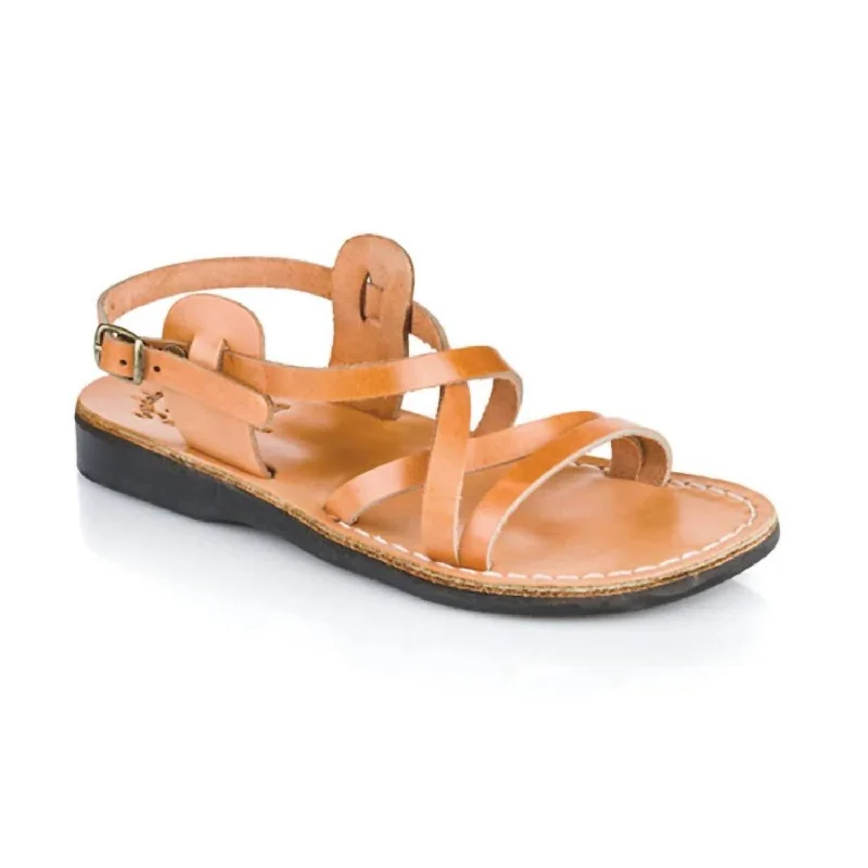 Tzippora Leather Strappy Slingback Sandal In Tan Neon - Accent Sneaker Look  