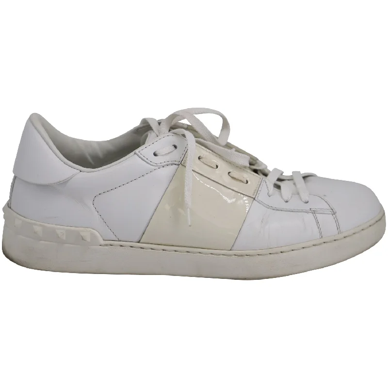 Valentino Accent Band Sneakers in White Leather Striped Shoe Style  