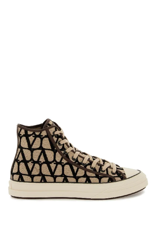 Valentino Garavani Totaloop Toile Iconographe High-Top Sneakers Strap - Up Sandal Resort Style  