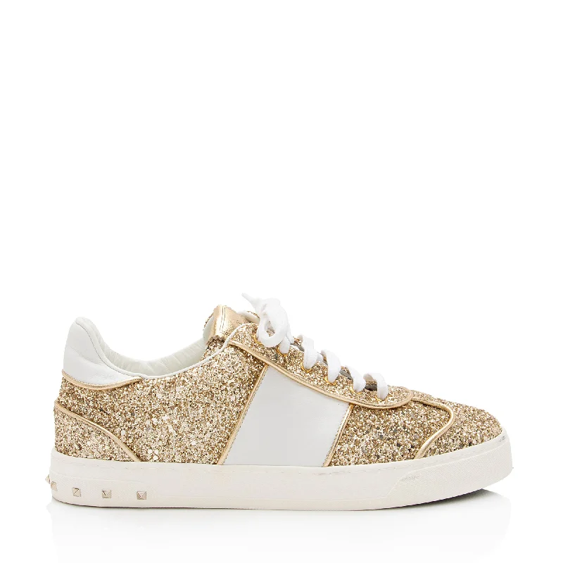 Valentino Glitter Leather Rockstud Sneakers Artisan - Crafted Loafer Style  