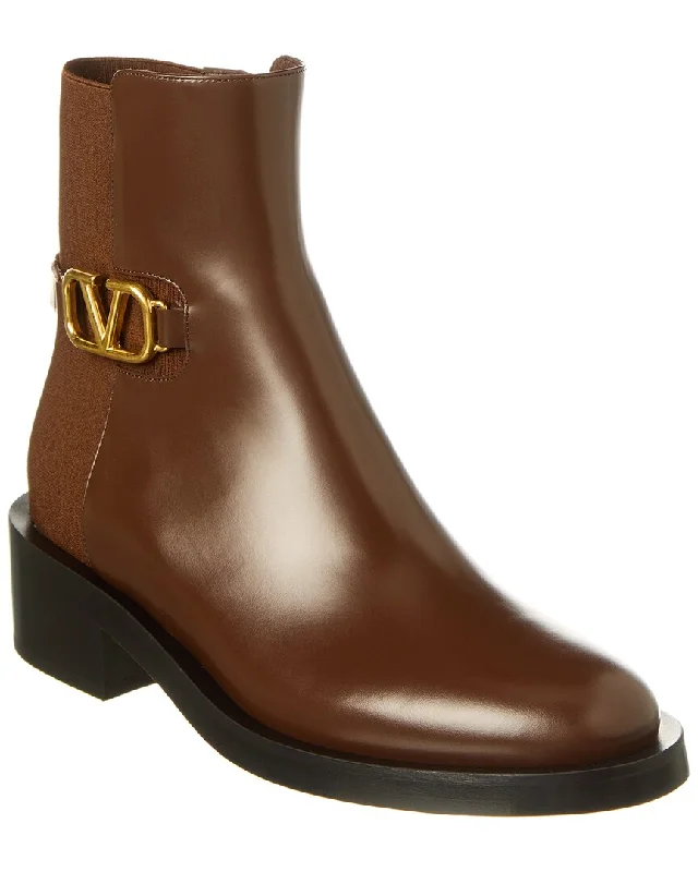 Valentino VLogo Leather Boot Dressy Chelsea Boot Style 
