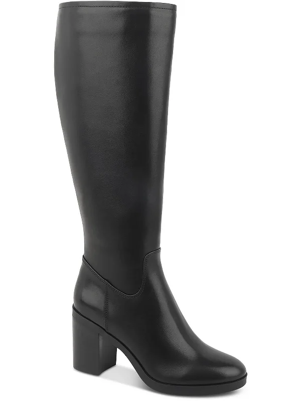 VERONICA Womens Leather Block heel Knee-High Boots Paisley Print Shoe Design  