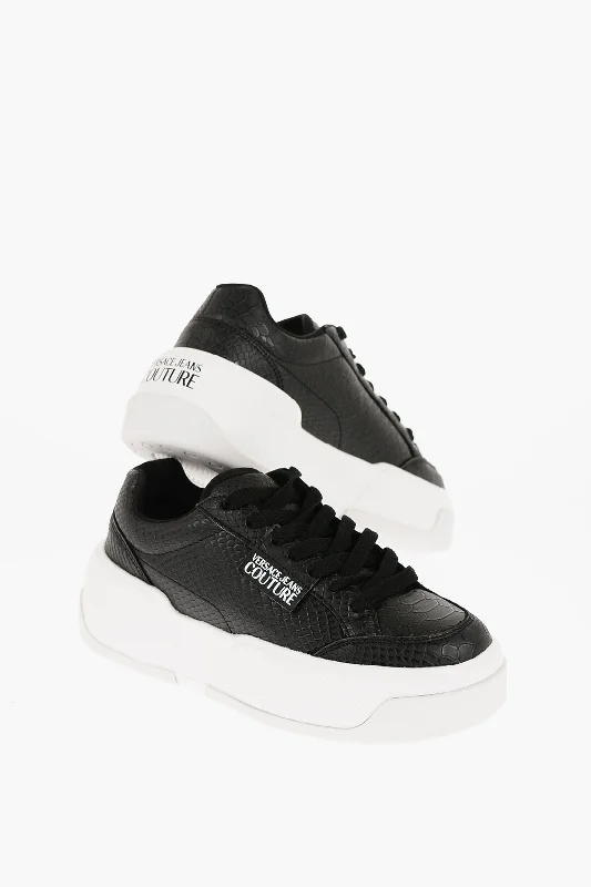 Versace JEANS COUTURE Python Effect Faux Leather RAVEWING Sneakers w Aesthetic  