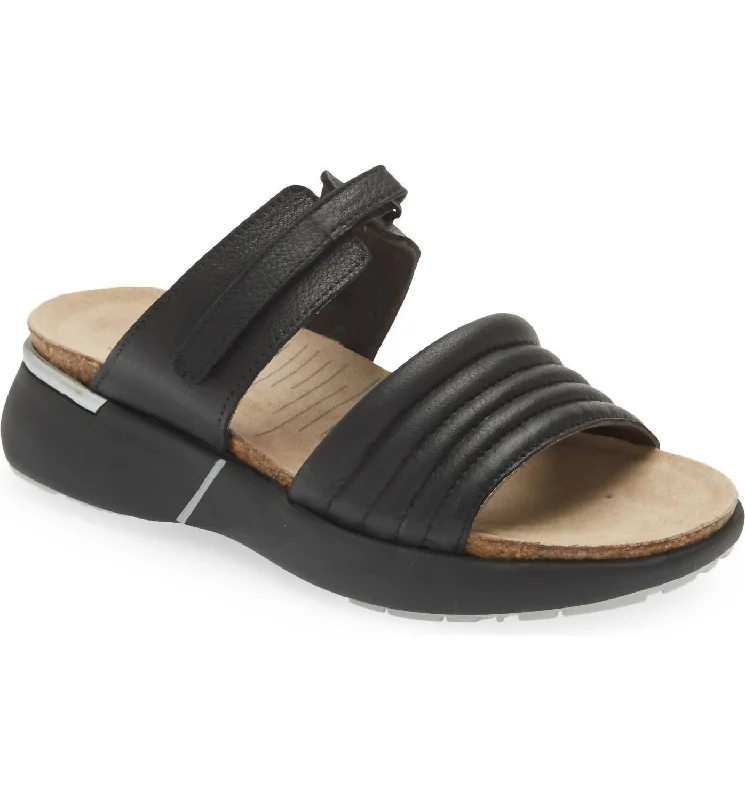 Vesta Sandal In Soft Black Leather Camouflage Print Boot Style  