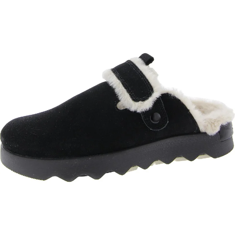 Viibe Clog Suede Cozy Womens Slip On Solid Mule Sandals Memory - Foam Slipper Look  