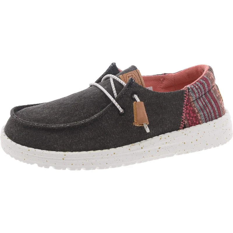 Wendy Funk Baja Womens Canvas Slip On Casual and Fashion Sneakers Embroidered Cowboy Boot Design  