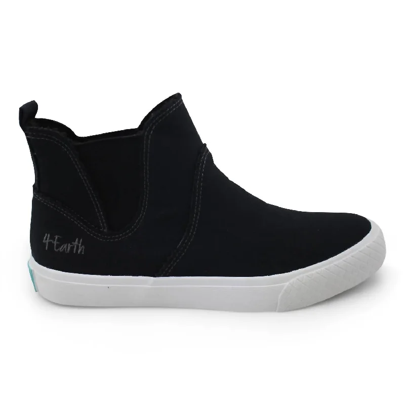 Women's 4Earth Torta High-Top Sneaker In Black Washed Comfortable Derby Style  