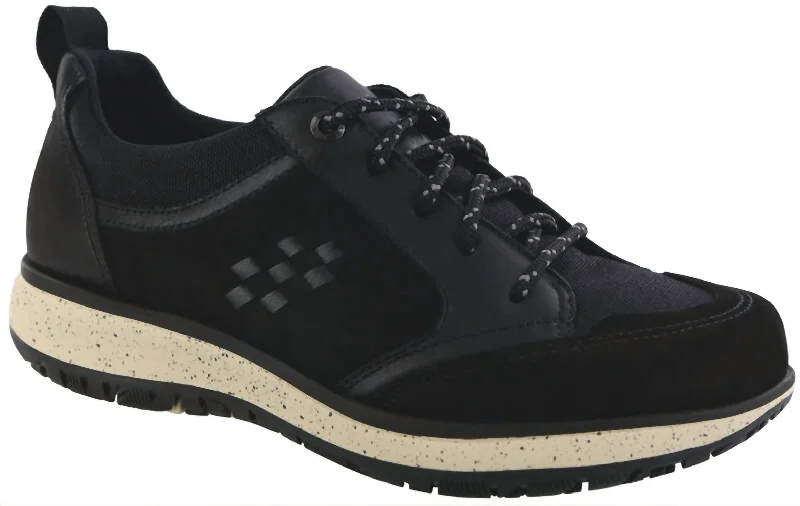 Women's Boulder Lace Up Sneaker - Medium Width In Black Ash Brogue Oxford Aesthetic 