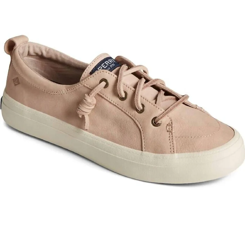 Women's Crest Vibe Tumbled Leather Sneaker In Rose Brogue Oxford Aesthetic 