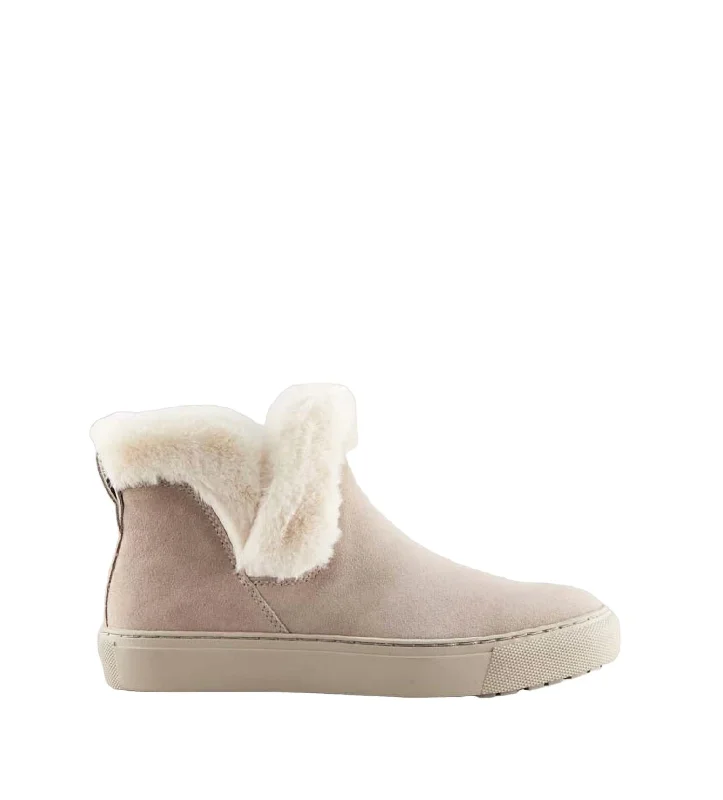 Women's Duffy Suede Waterproof Winter Sneaker In Mushroom Camouflage Print Boot Style  