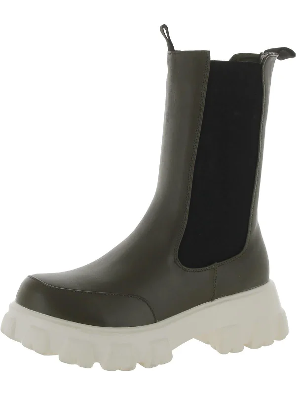Womens Faux Leather Ankle Ankle Boots Comfortable Derby Style  