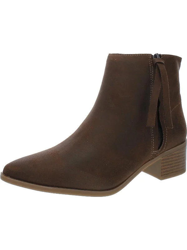 Womens Faux Leather Ankle Boots Athleisure Derby Style  