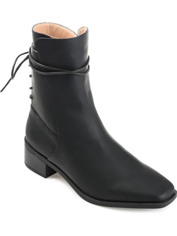 Womens Faux Leather Casual Ankle Boots Upcycled Shoe Look  