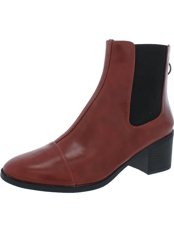 Womens Faux Leather Round Toe Ankle Boots Zip - Up Boot Style  