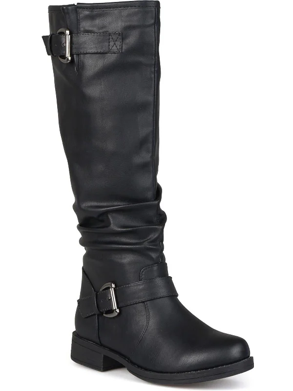 Womens Faux Leather Round Toe Knee-High Boots Glow - in - the - Dark Shoe Design  