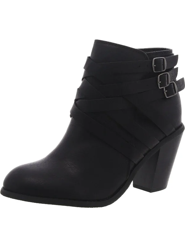 Womens Faux Leather Short Ankle Boots Zip - Up Boot Style  
