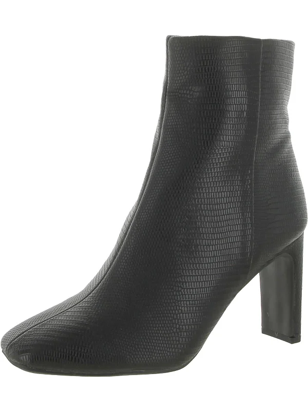 Womens Faux Leather Square Toe Mid-Calf Boots Buckle -