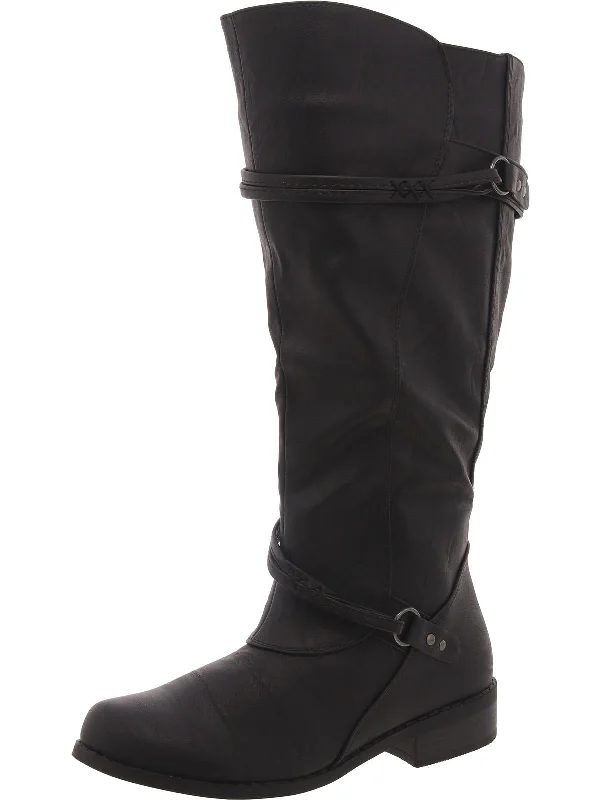 Womens Faux Leather Wide Calf Knee-High Boots Sustainable Shoe Design  