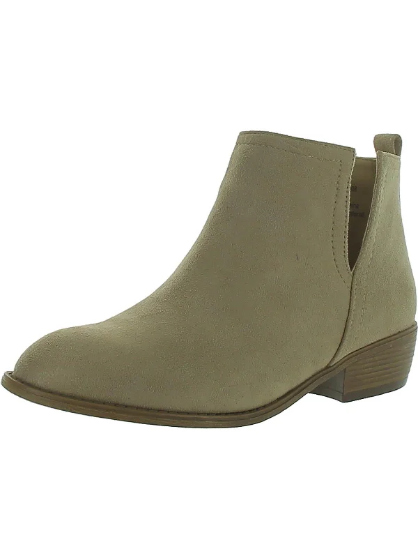 Womens Faux Suede Block Heel Ankle Boots Smart - Shoe Functionality Style  
