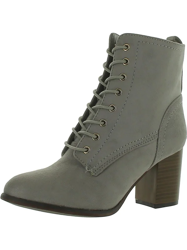 Womens Faux Suede Block Heel Ankle Boots Victorian - Era Boot Style  