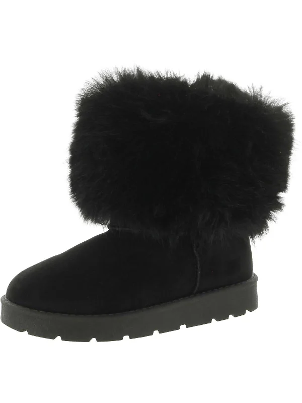Womens Faux Suede Booties Zip - Up Boot Style  