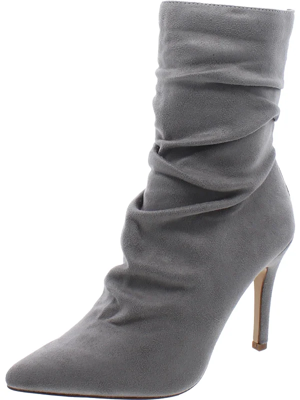 Womens Faux Suede Dressy Mid-Calf Boots Mod Oxford Design  