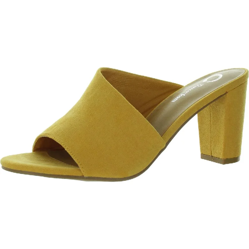 Womens Faux Suede Open Toe Mule Sandals Ivy League - Inspired Derby Look 