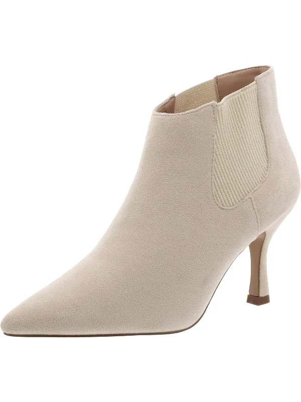 Womens Faux Suede Pointed toe Booties Retro Plimsoll Style  