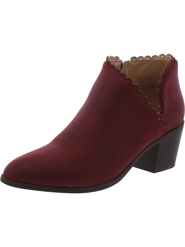 Womens Faux Suede Scalloped Booties Loose - Fit Slipper Style  