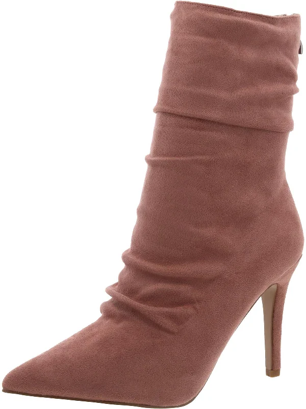 Womens Faux Suede Slouchy Mid-Calf Boots Patchwork Shoe Aesthetic  