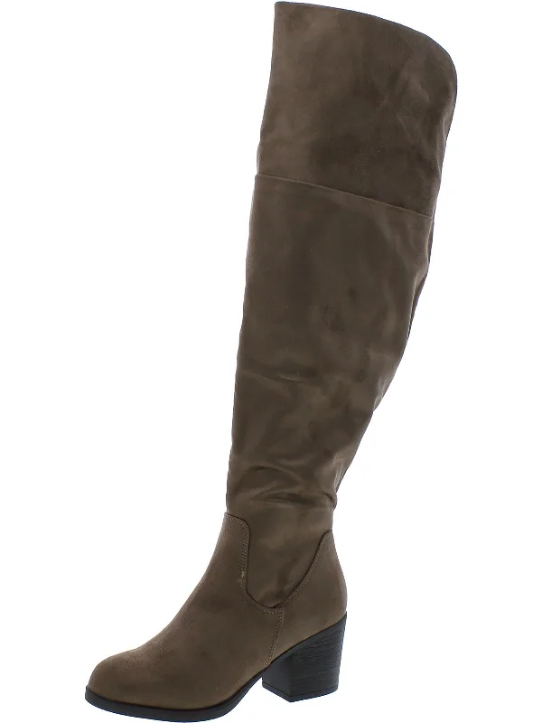 Womens Faux Suede Tall Over-The-Knee Boots Mod Oxford Design  
