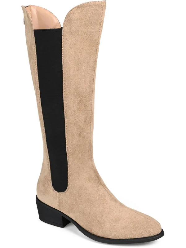 Womens Faux Suede Wide Calf Mid-Calf Boots Vintage Oxford Appeal 