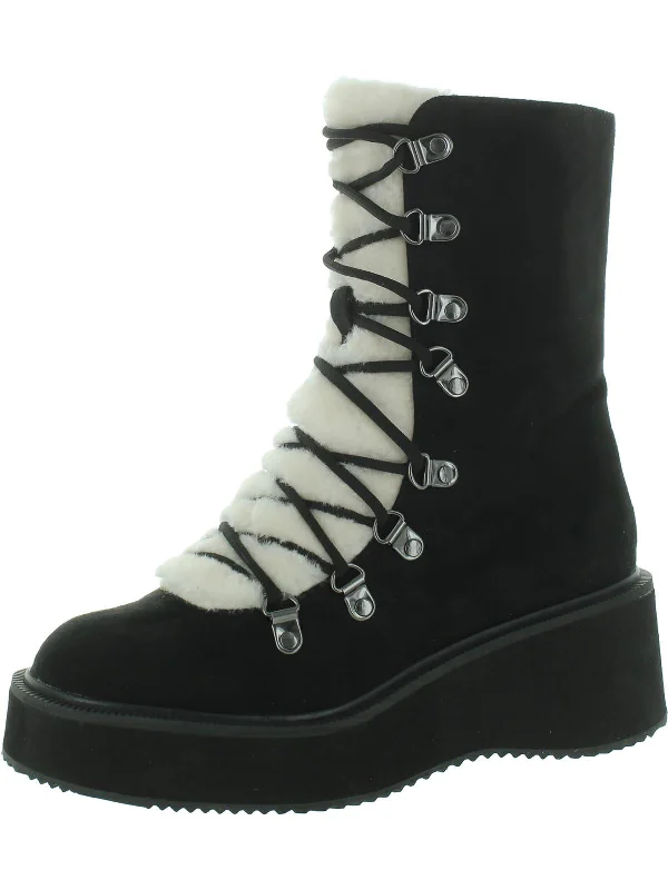 Womens Faux Suede Zipper Combat & Lace-Up Boots Retro Plimsoll Style  