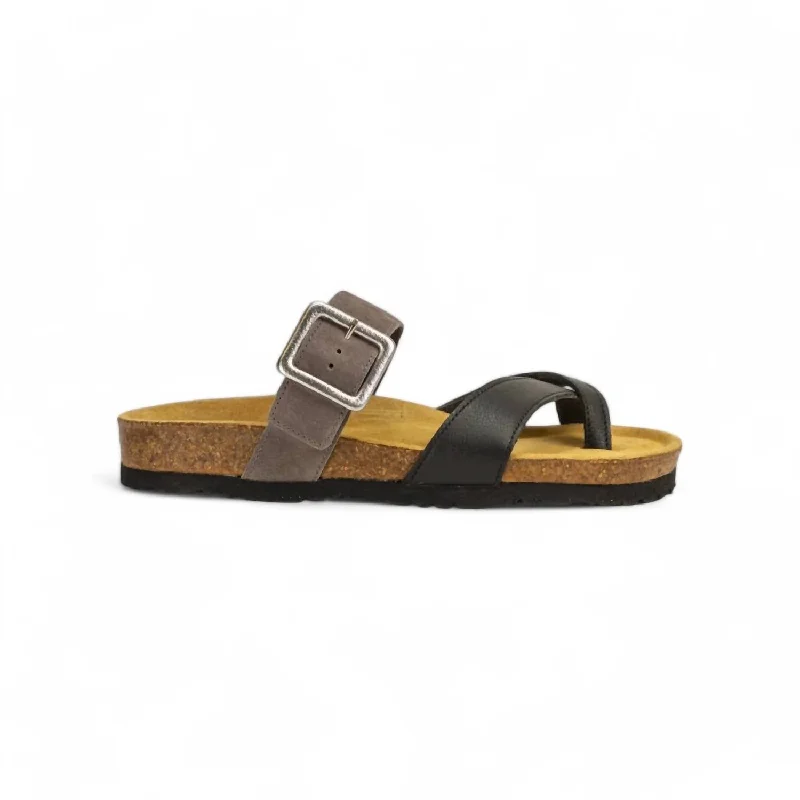 Women's Fresno Sandal In Black/taupe Leather Waterproof Hiking Boot Design  