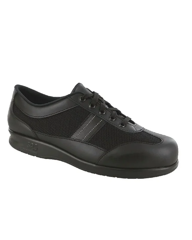 Women's Ft Mesh Walking Shoes - Medium In Black Two - Tone Shoe Design  