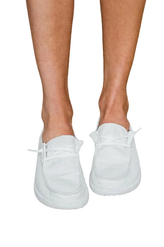 Women's Holly Sneakers In White Hemp - Material Shoe Style  