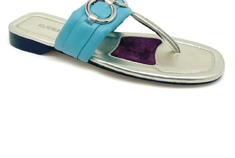 Women's Kai Sandal In Aqua And Gold Art Deco - Inspired Shoe Look  