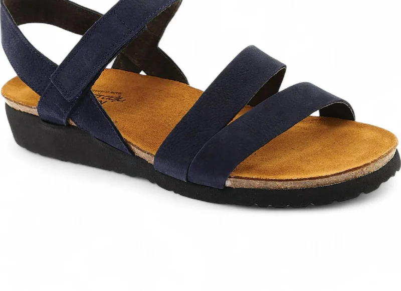 Women's Kayla Wedge Sandal In Navy Velvet Nubuck Hip - Hop Sneaker Style  