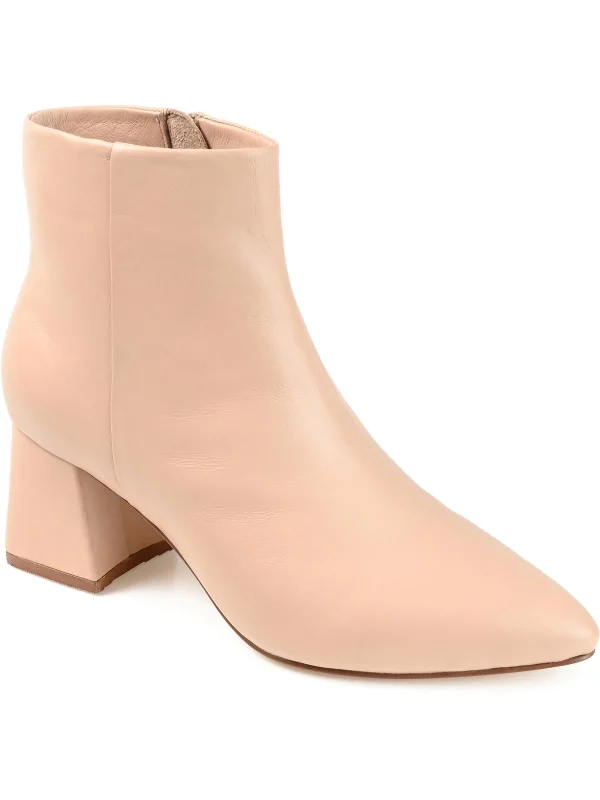 Womens Leather Block Heel Mid-Calf Boots Business Monk Strap Style  