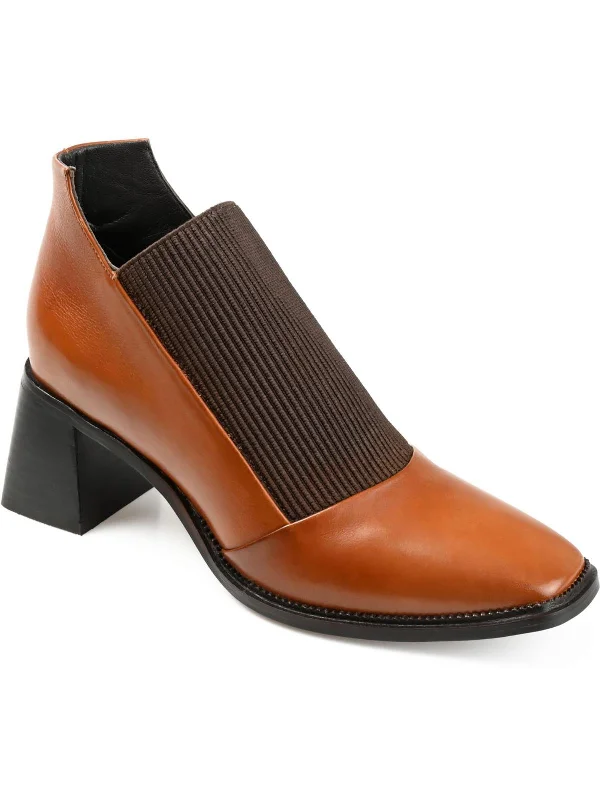 Womens Leather Slip On Booties Metallic Trim Shoe Design  