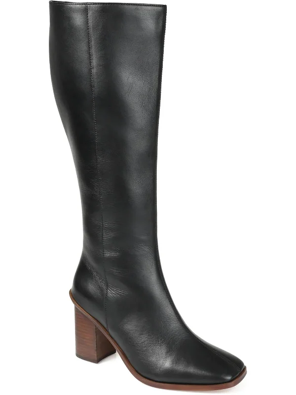 Womens Leather Zip Up Knee-High Boots Cowboy Boot Western Style  