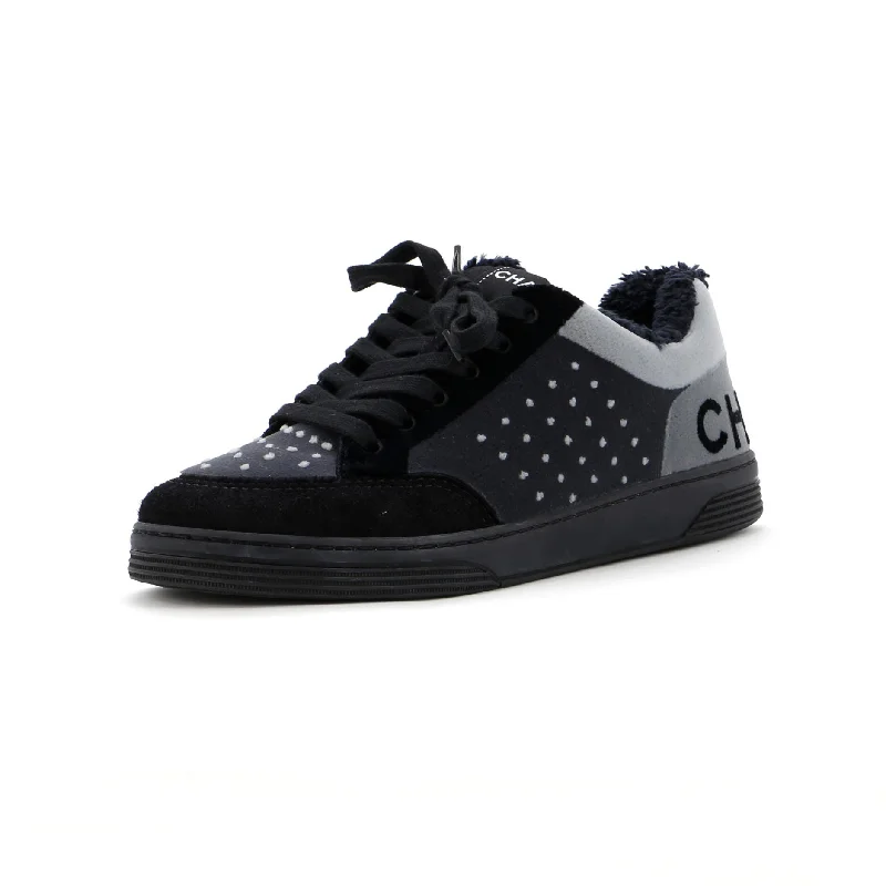 Women's Logo Low-Top Sneakers Suede and Shearling Memory - Foam Slipper Look  