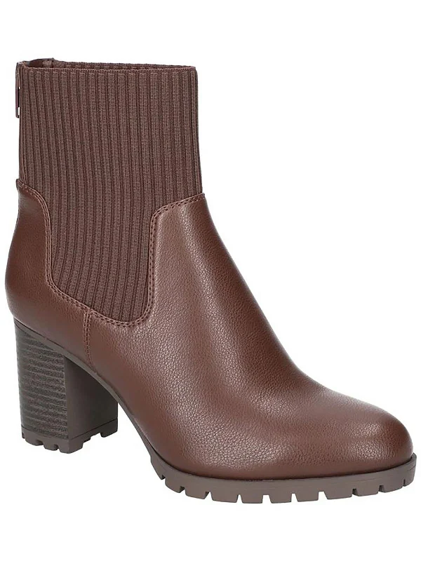Womens Man Made Block Heel Ankle Boots Buckle -