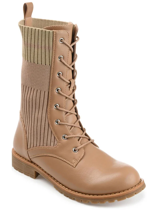 Womens Man Made Block Heel Platform Mid-Calf Boots Performance Running Sneaker Look  