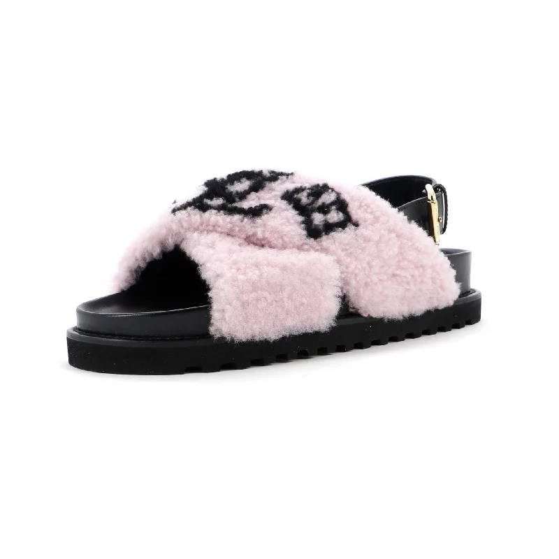 Women's Paseo Comfort Slide Slingback Sandals Shearling with Leather Ivy League - Inspired Derby Look 