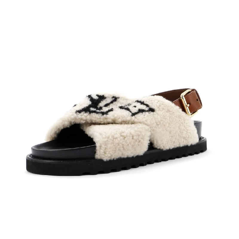 Women's Paseo Comfort Slide Slingback Sandals Shearling with Leather Quilted Shoe Design Women's Paseo Comfort Slide Slingback Sandals Shearling with Leather Quilted Shoe Design